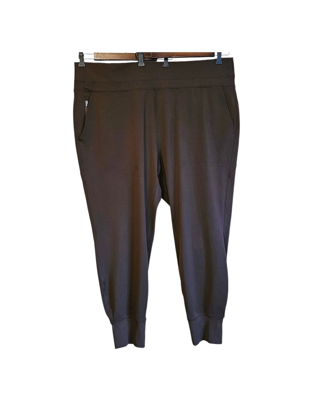 Athleta Women’s Jogger Pants Ribbed Waistband Zip Pocket Dark Brown Plus Size 3X